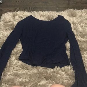 Navy long sleeve top with flowy sleeves